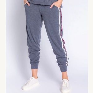 PJ salvage women’s gray slate joggers with side stripe. Size medium